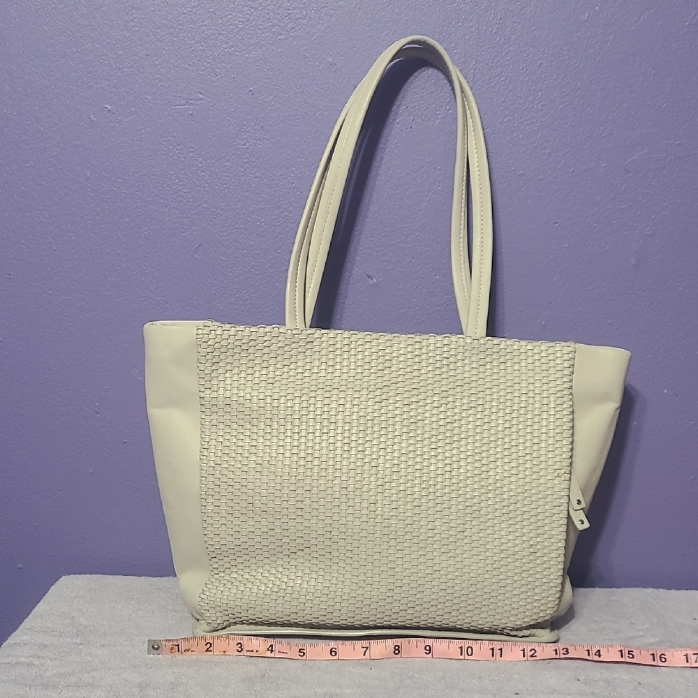 Cream Woven Tote Bag with Sturdy Handles